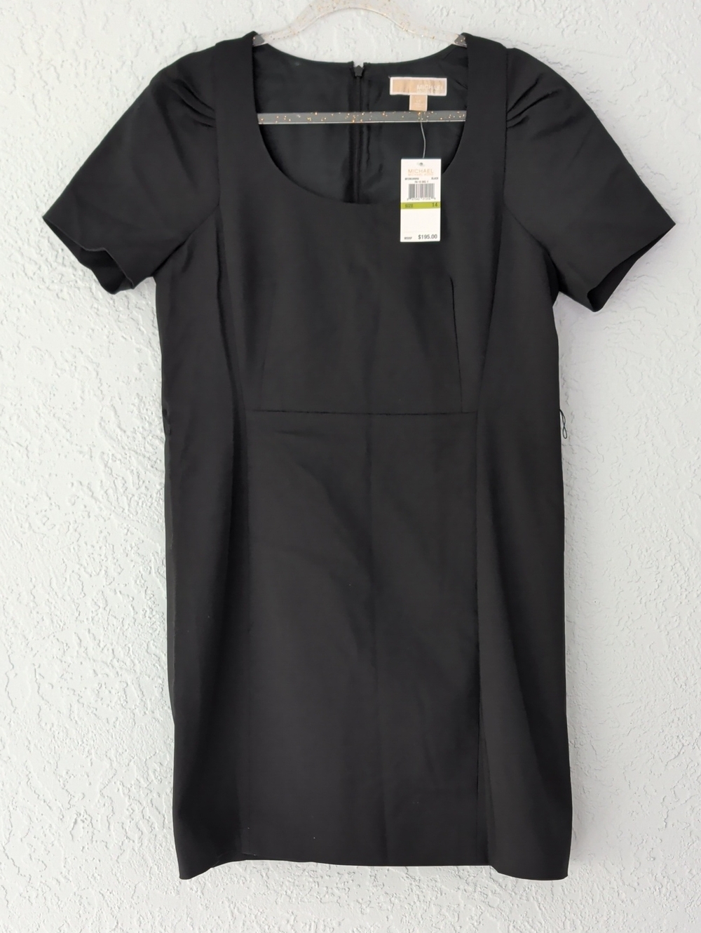 NWT Michael Kors Black Short-Sleeve Scoop Neck Sheath Dress | Size 14